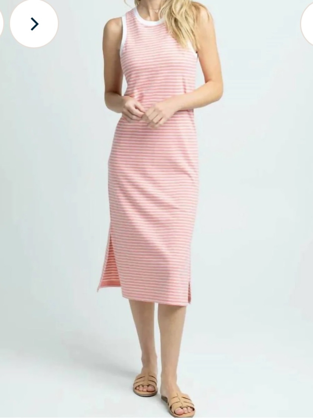 NWT Southern Tide Pink Striped Midi Dress with White Trim